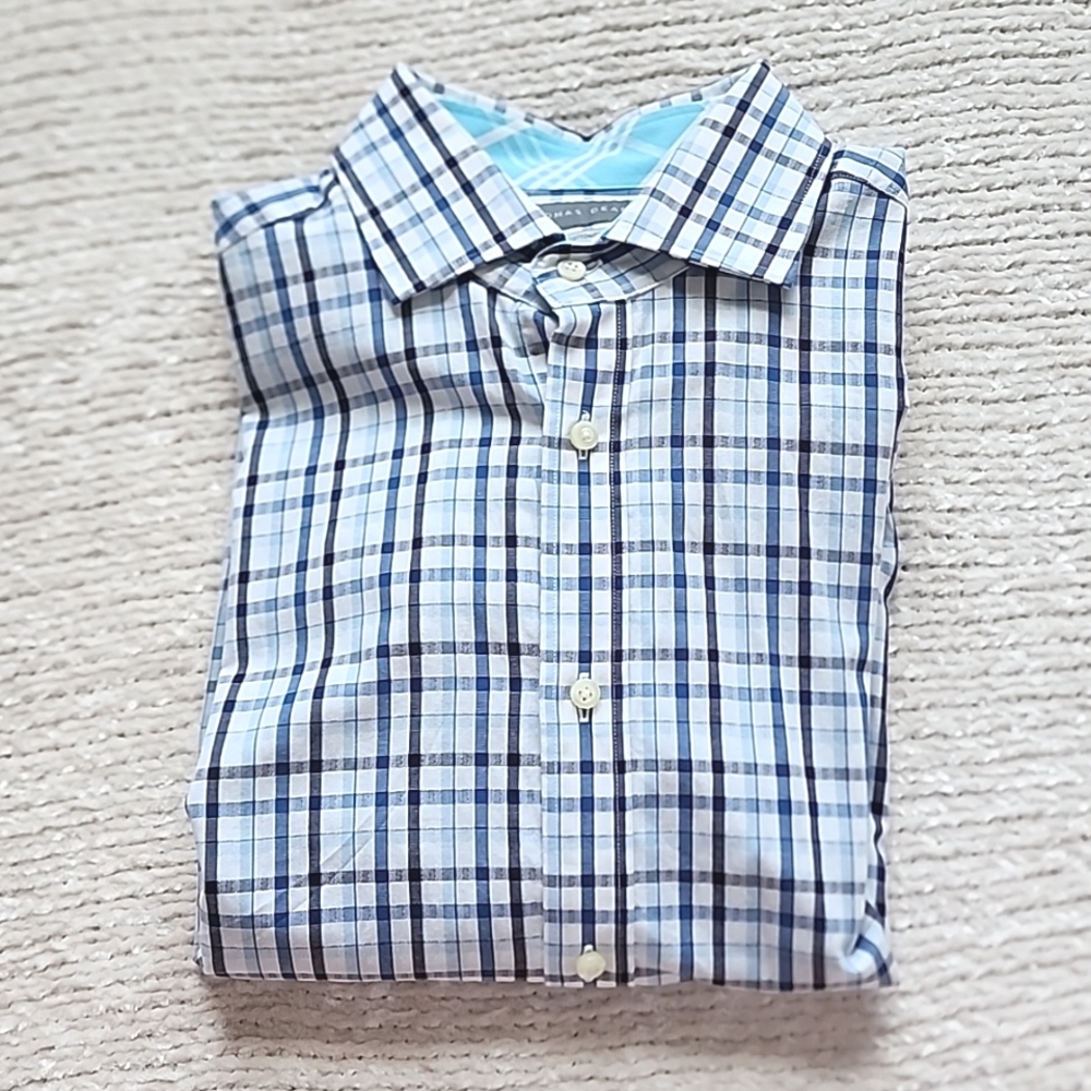 Men's Thomas Dean Blue & White Button Down. M. EUC